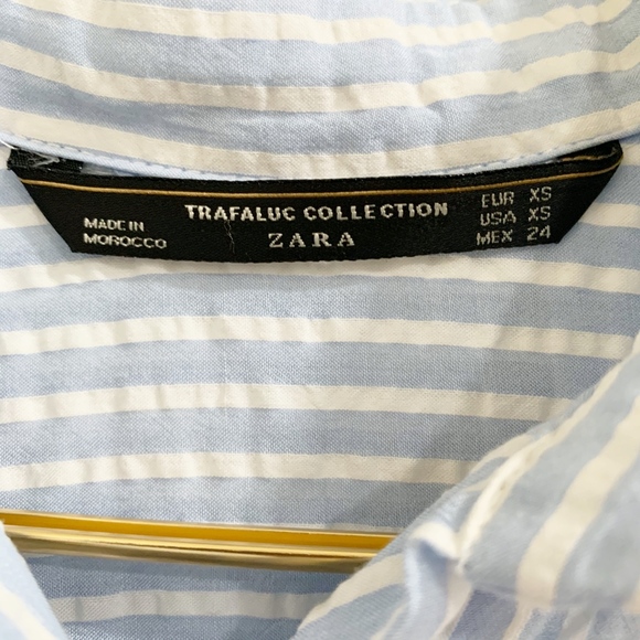 Zara Trf Blue & White Striped Button Down Top. XS. - Picture 8 of 8